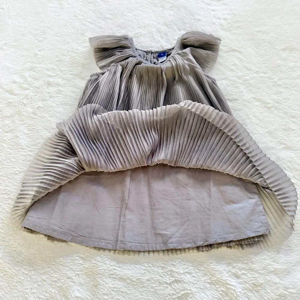 Old Navy Pleated Tulle Swing Dress Gray Titanium Frost Size 3T